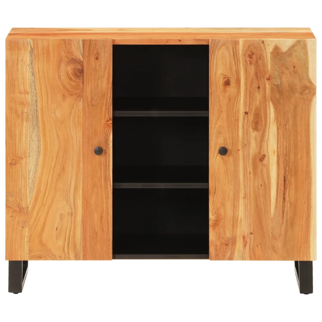 Sideboard with 2 Doors 90x33x75 cm Solid Wood Acacia