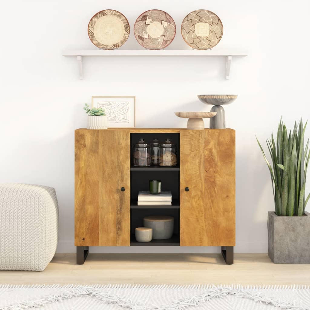 Sideboard with 2 Doors 90x33x75 cm Solid Wood Mango