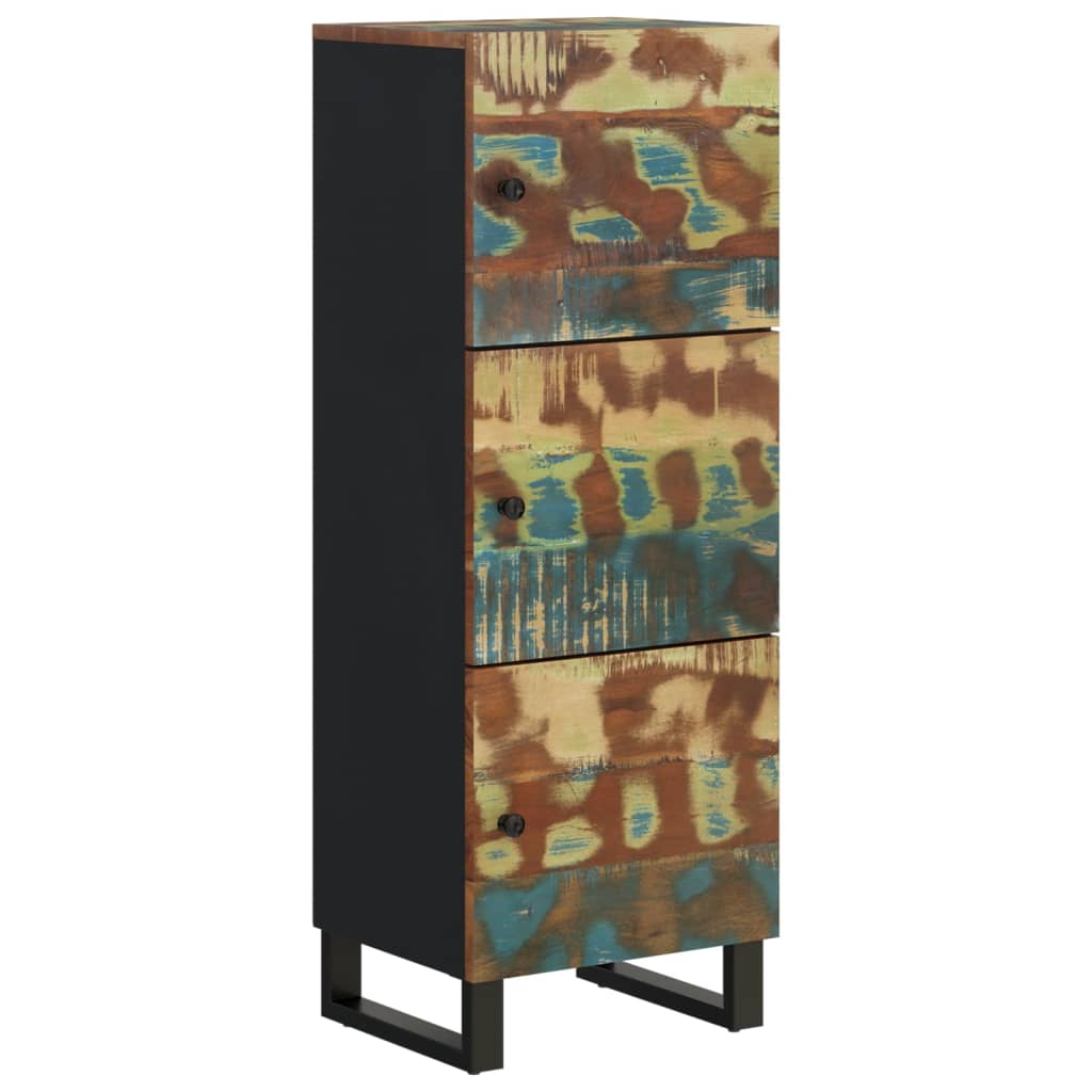 Highboard with 3 Doors 40x33x110 cm Solid Wood Reclaimed&Iron