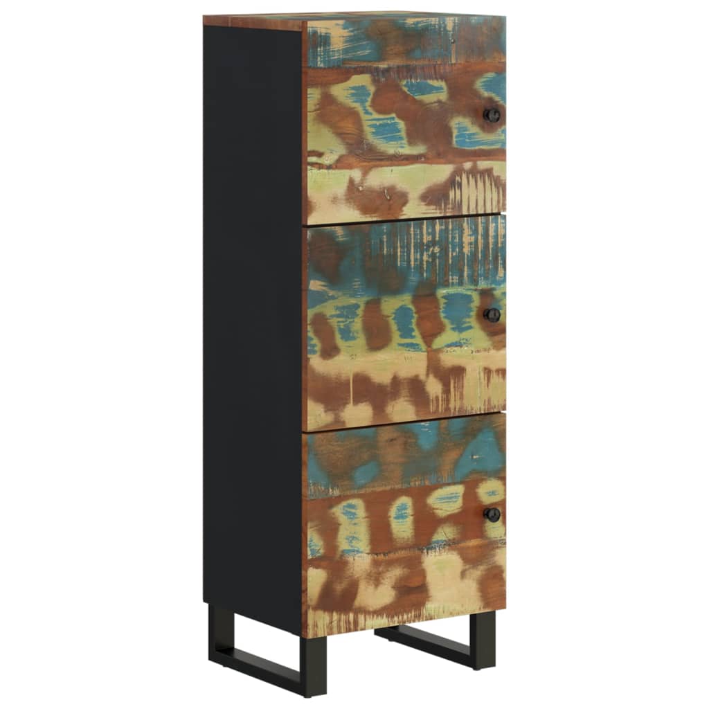 Highboard with 3 Doors 40x33x110 cm Solid Wood Reclaimed&Iron