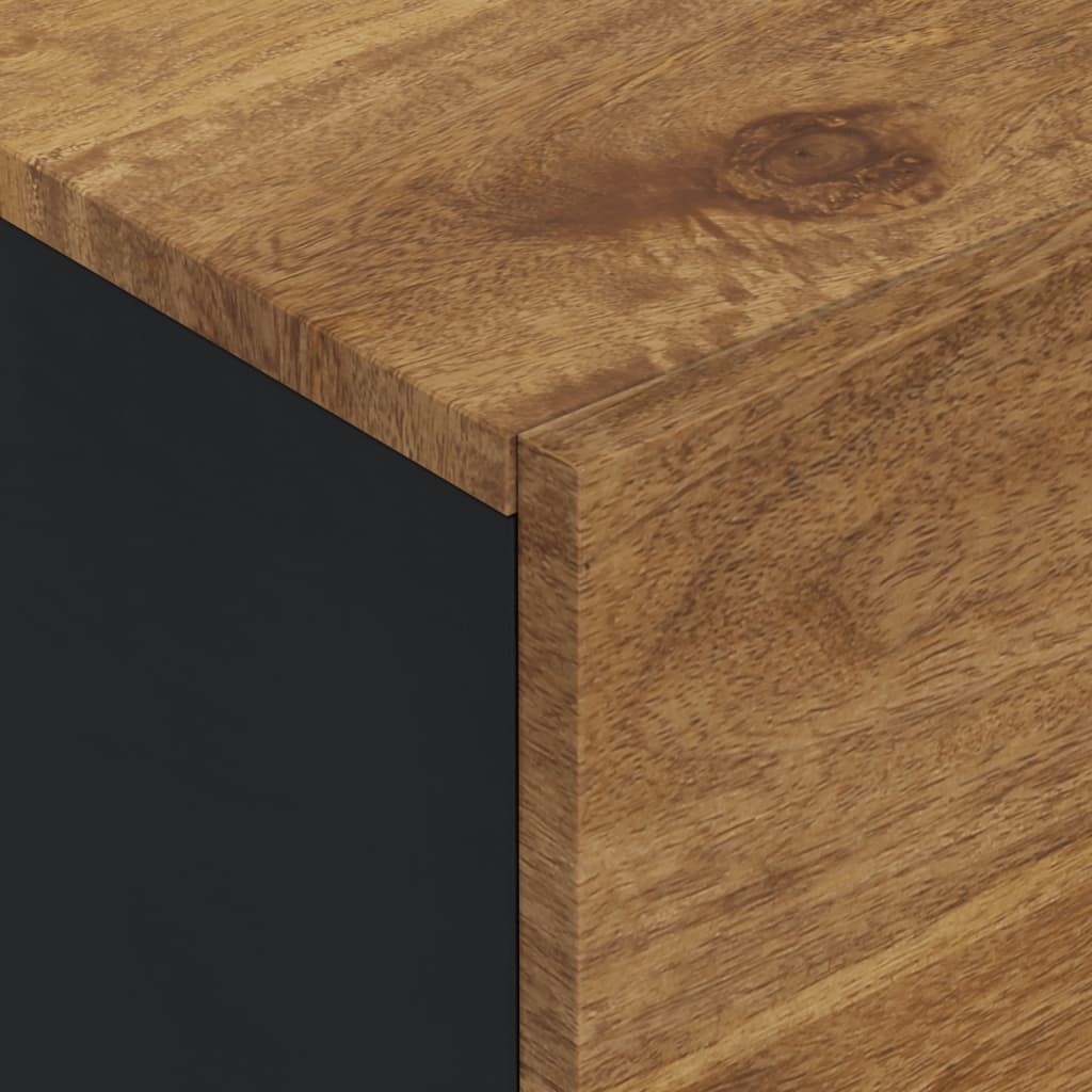 Highboard with 3 Doors 40x33x110 cm Solid Wood Mango&Iron