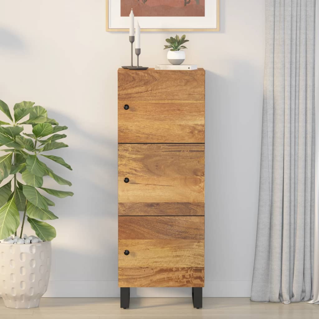 Highboard with 3 Doors 40x33x110 cm Solid Wood Mango&Iron