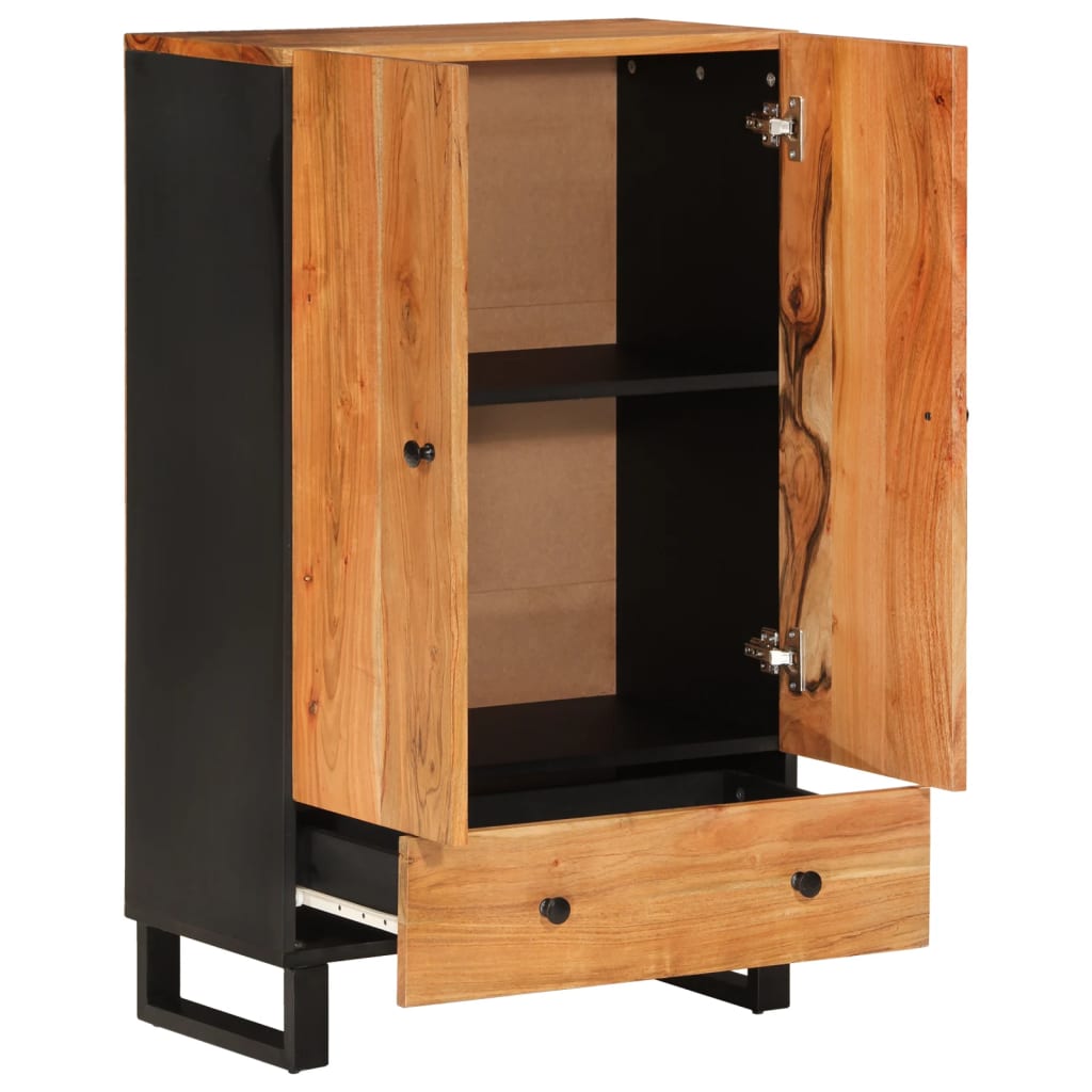 Highboard with Drawer 60x33x100 cm Solid Wood Acacia&Iron