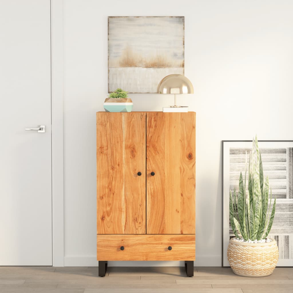 Highboard with Drawer 60x33x100 cm Solid Wood Acacia&Iron