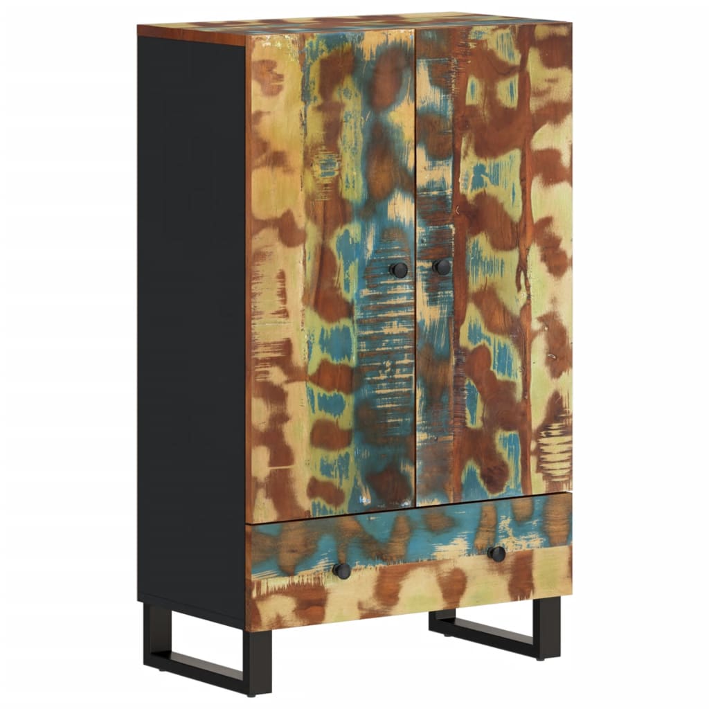 Highboard with Drawer 60x33x100 cm Solid Wood Reclaimed&Iron