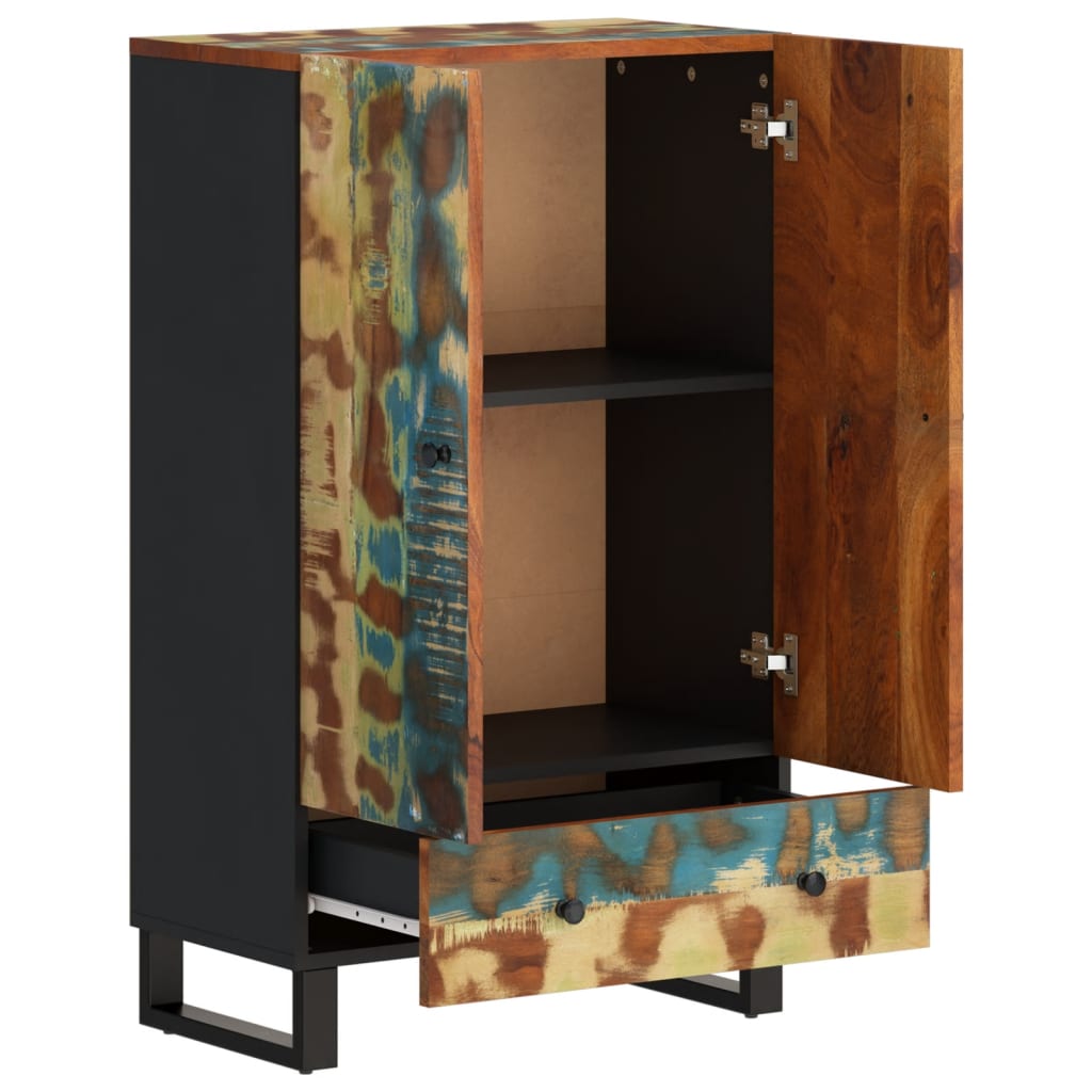 Highboard with Drawer 60x33x100 cm Solid Wood Reclaimed&Iron