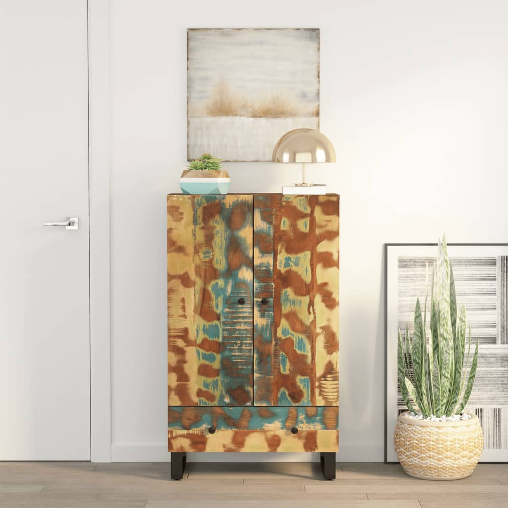 Highboard with Drawer 60x33x100 cm Solid Wood Reclaimed&Iron