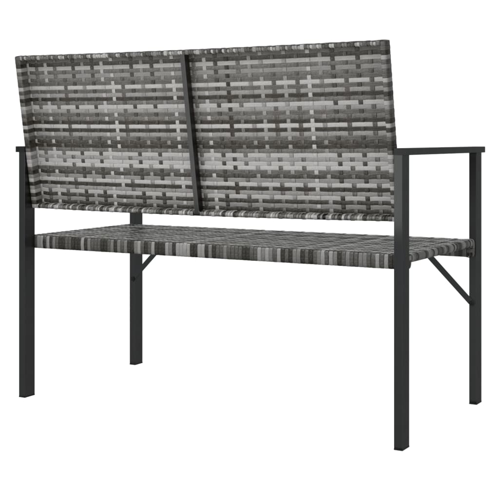 2-Seater Garden Bench Grey Poly Rattan