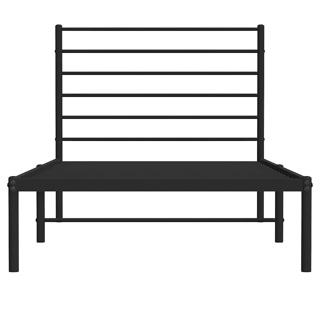 Metal Bed Frame without Mattress with Headboard Black 80x200cm