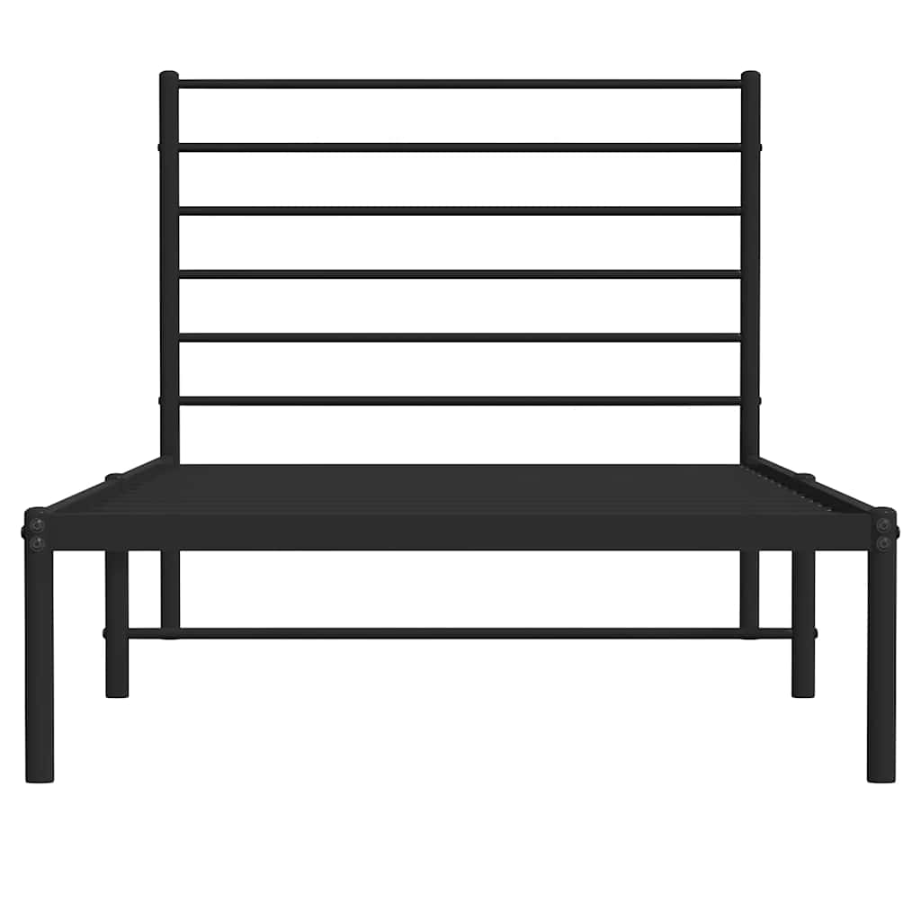 Metal Bed Frame without Mattress with Headboard Black 90x190cm