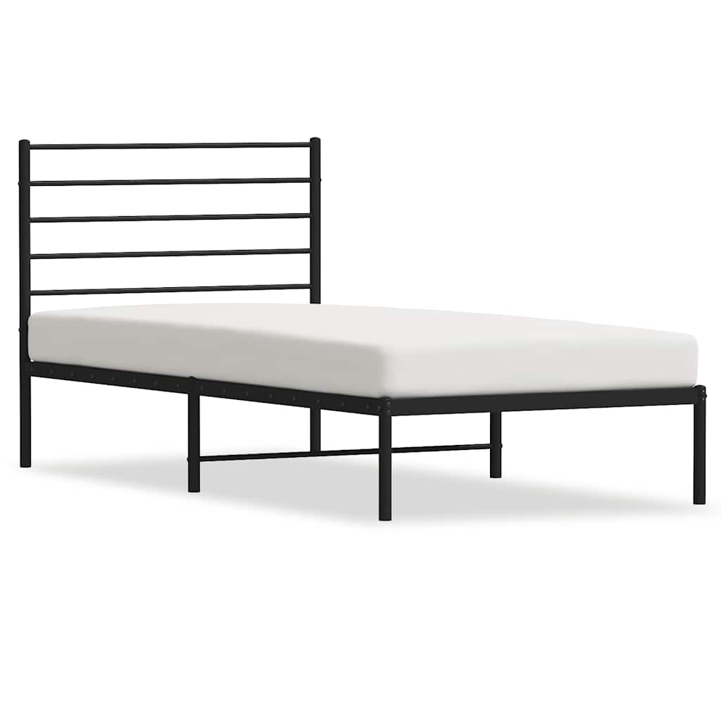 Metal Bed Frame without Mattress with Headboard Black 90x200cm