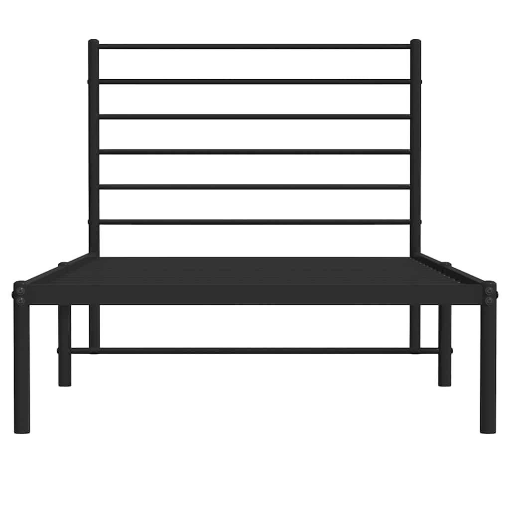 Metal Bed Frame without Mattress with Headboard Black 90x200cm
