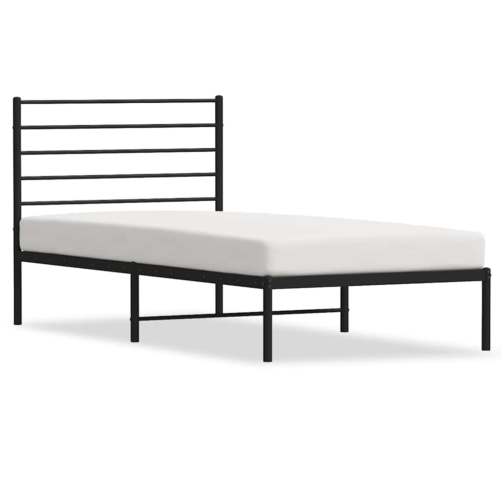 Metal Bed Frame without Mattress with Headboard Black 100x200cm
