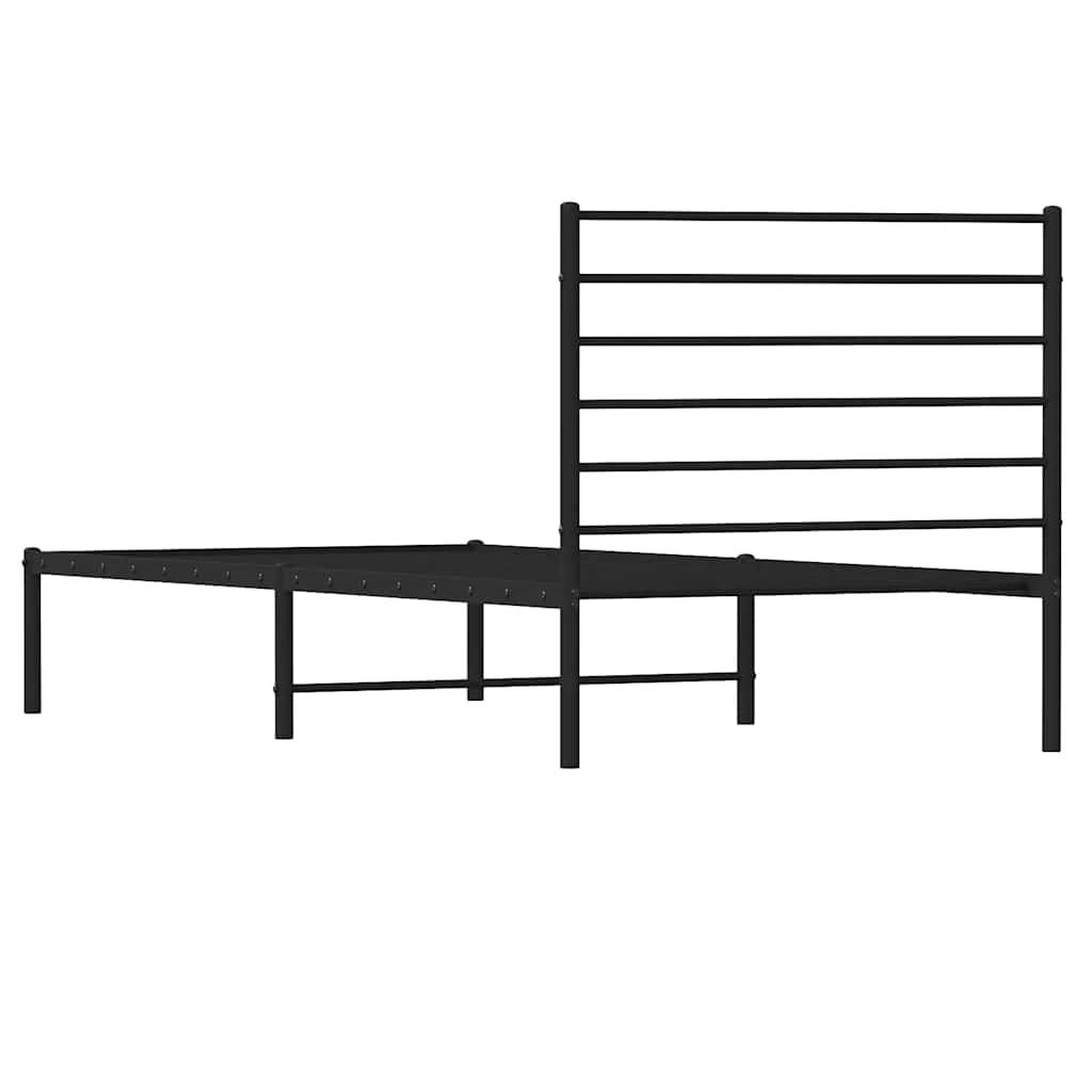 Metal Bed Frame without Mattress with Headboard Black 100x200cm