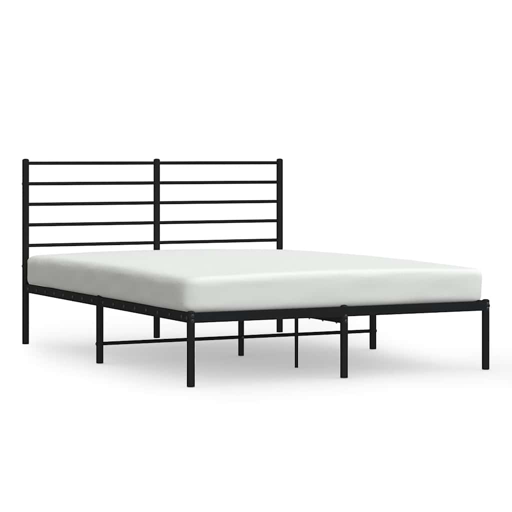 Metal Bed Frame without Mattress with Headboard Black 120x190cm
