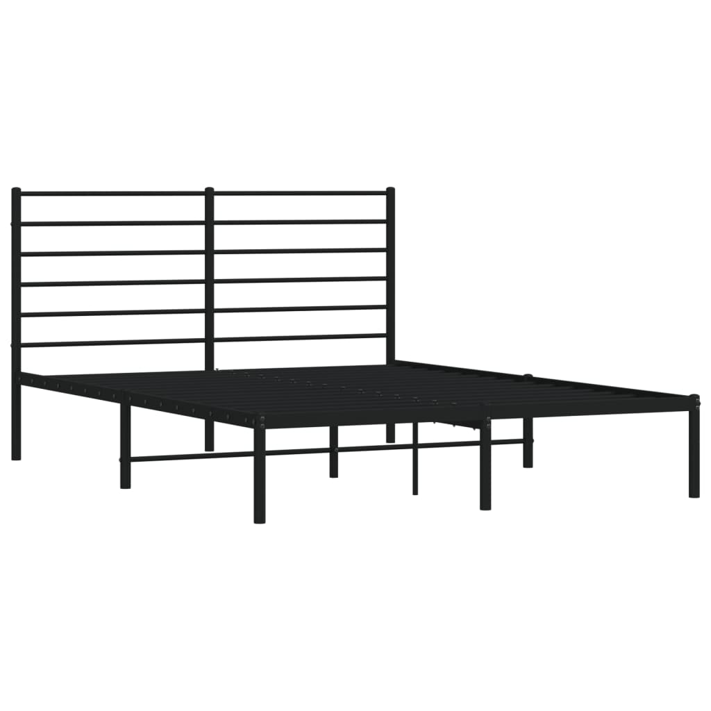 Metal Bed Frame without Mattress with Headboard Black 120x190cm