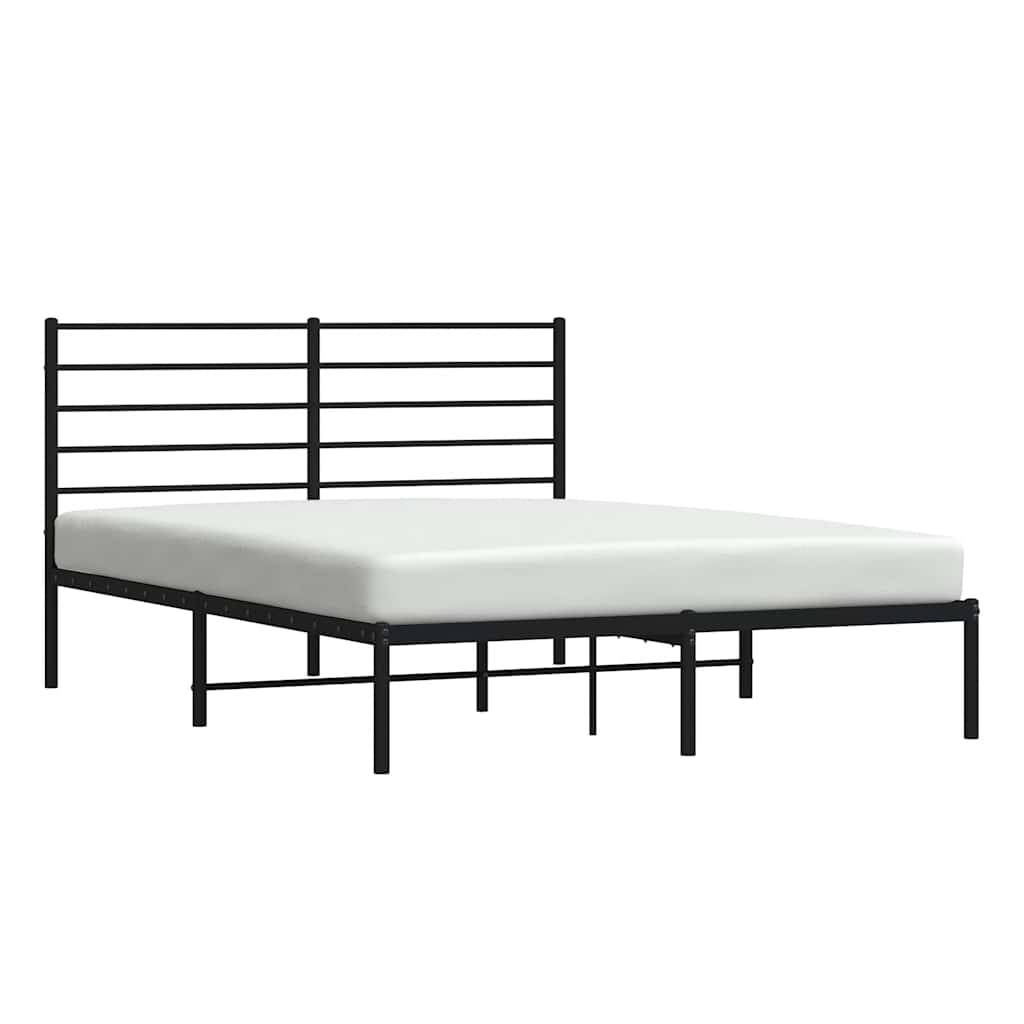 Metal Bed Frame without Mattress with Headboard Black 120x190cm