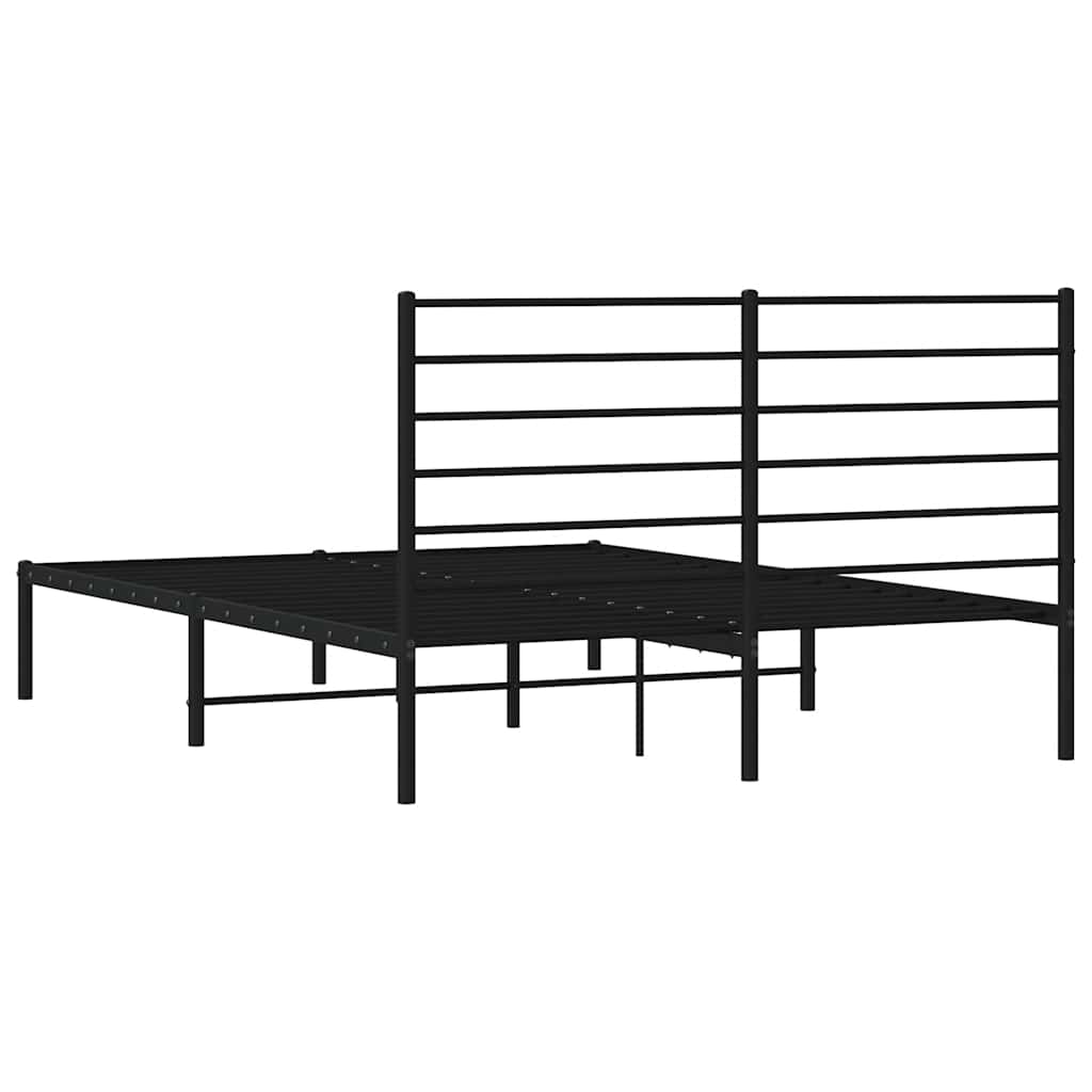 Metal Bed Frame without Mattress with Headboard Black 120x190cm