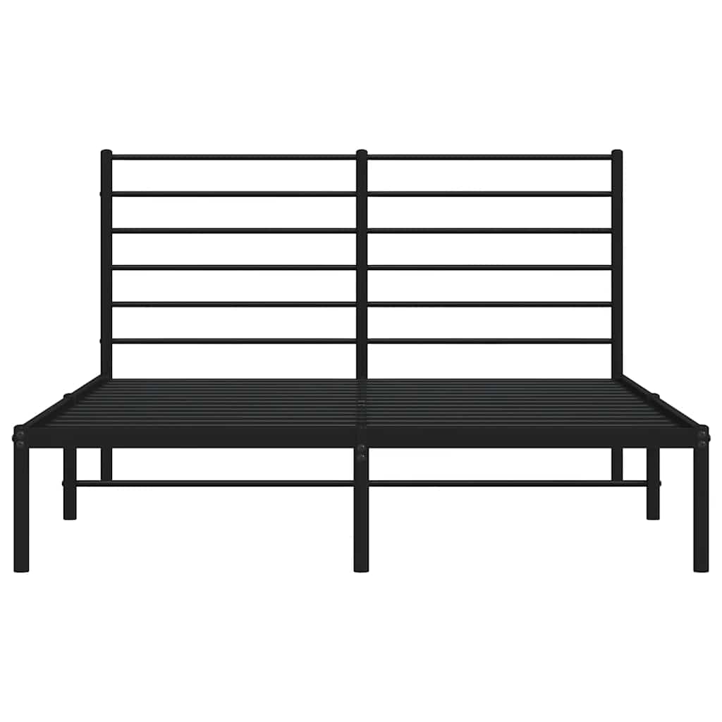 Metal Bed Frame without Mattress with Headboard Black 135x190cm