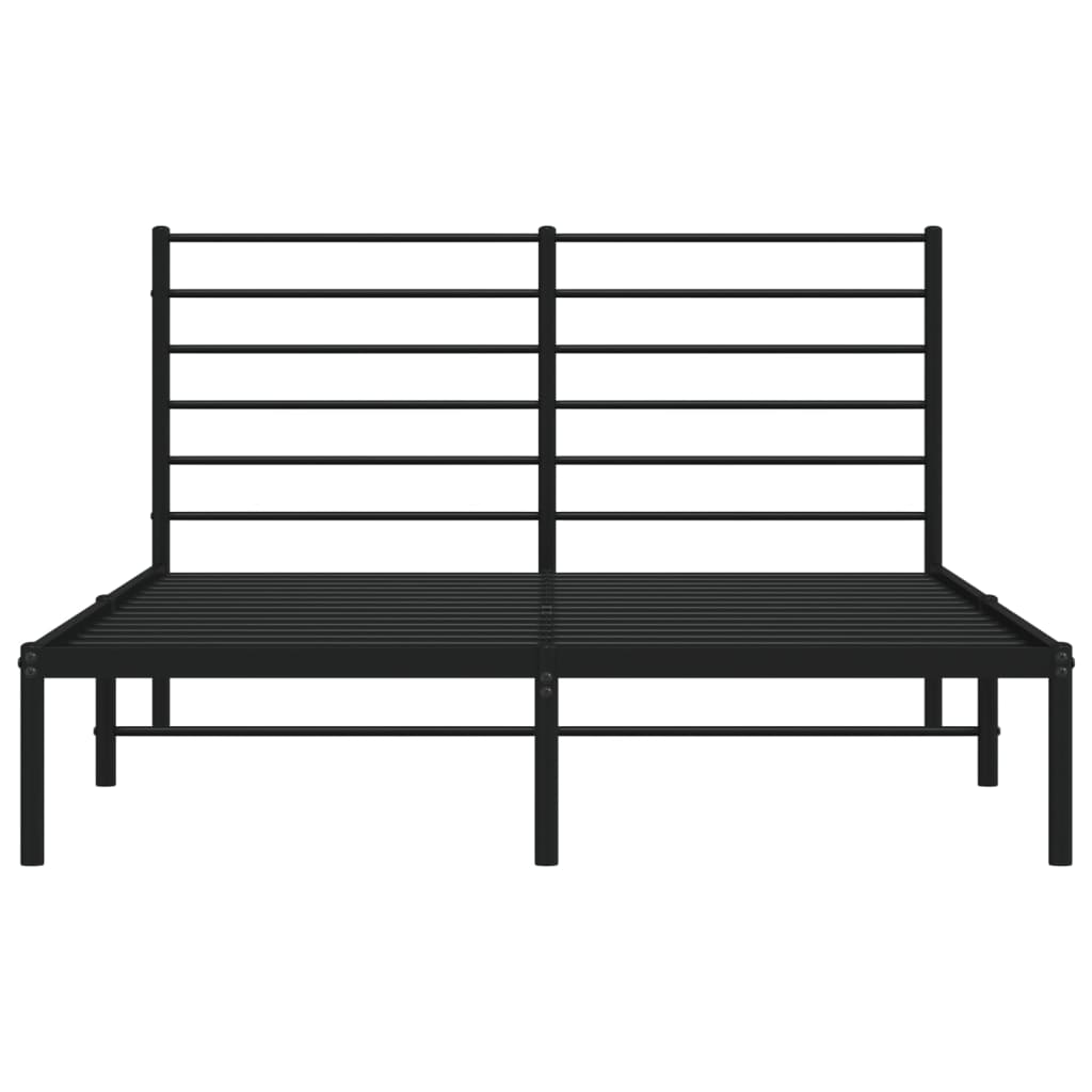 Metal Bed Frame without Mattress with Headboard Black 140x190cm