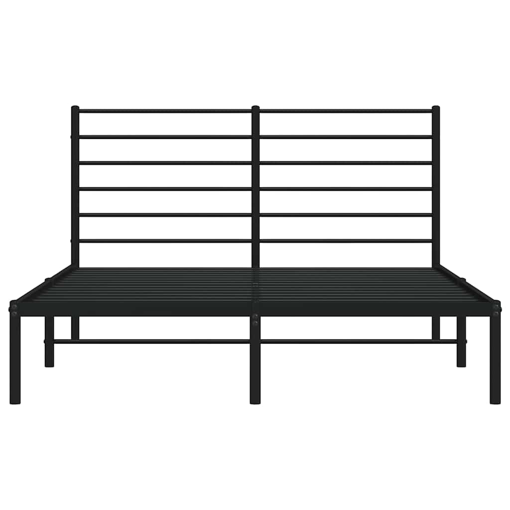 Metal Bed Frame without Mattress with Headboard Black 150x200cm