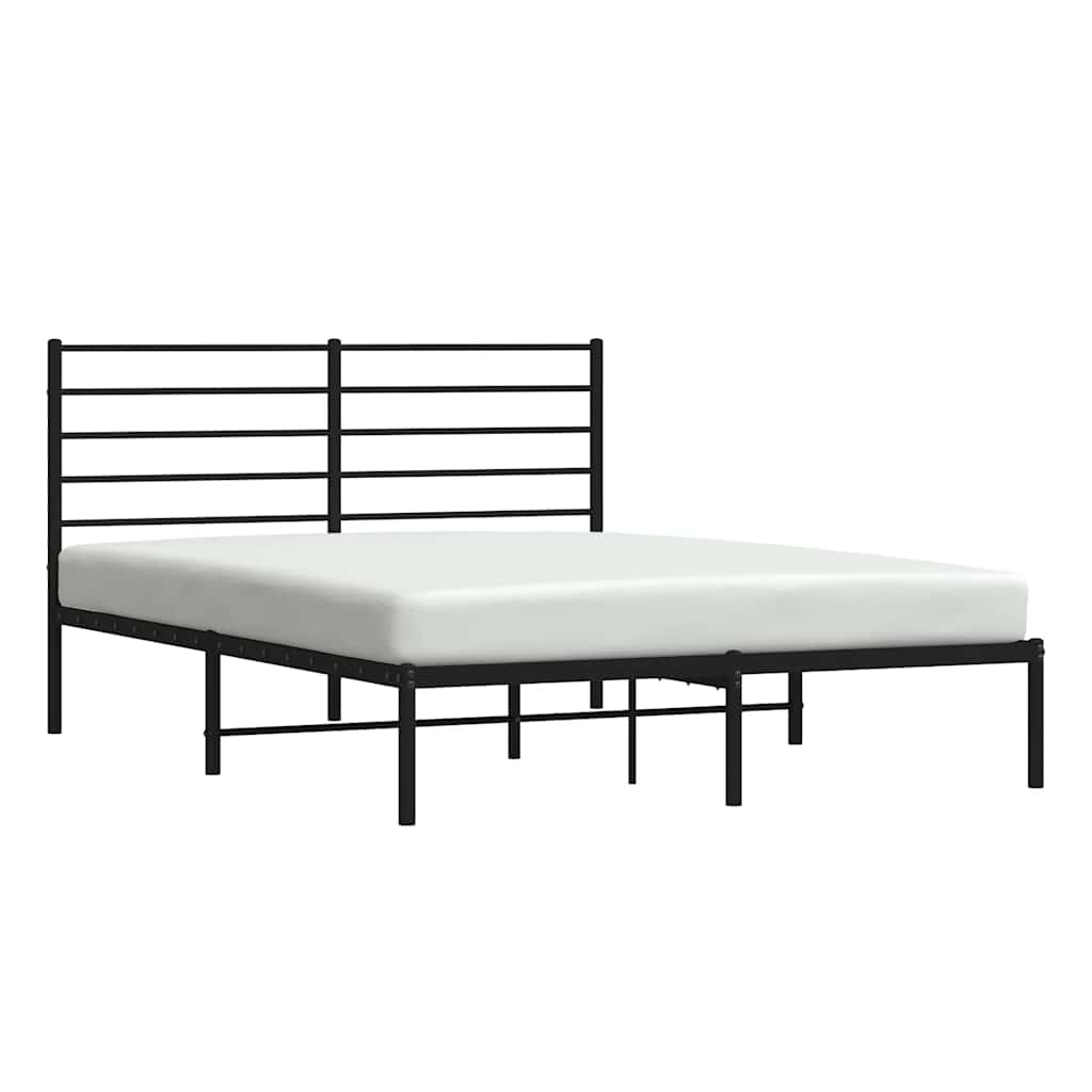 Metal Bed Frame without Mattress with Headboard Black 160x200cm