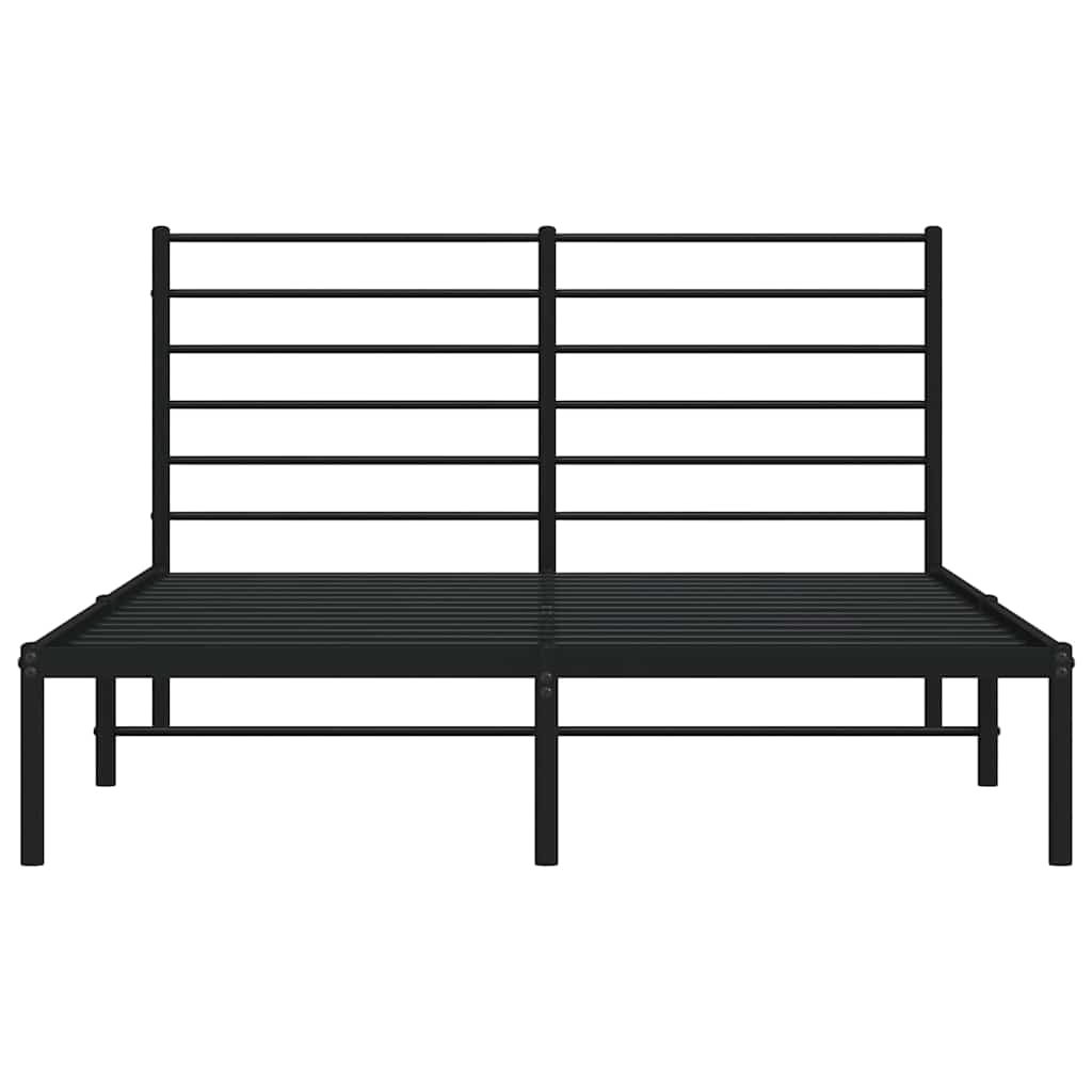 Metal Bed Frame without Mattress with Headboard Black 160x200cm