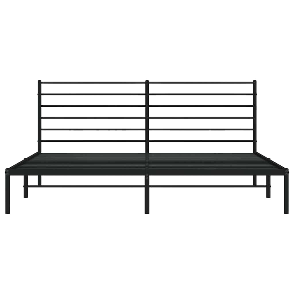 Metal Bed Frame without Mattress with Headboard Black 180x200cm