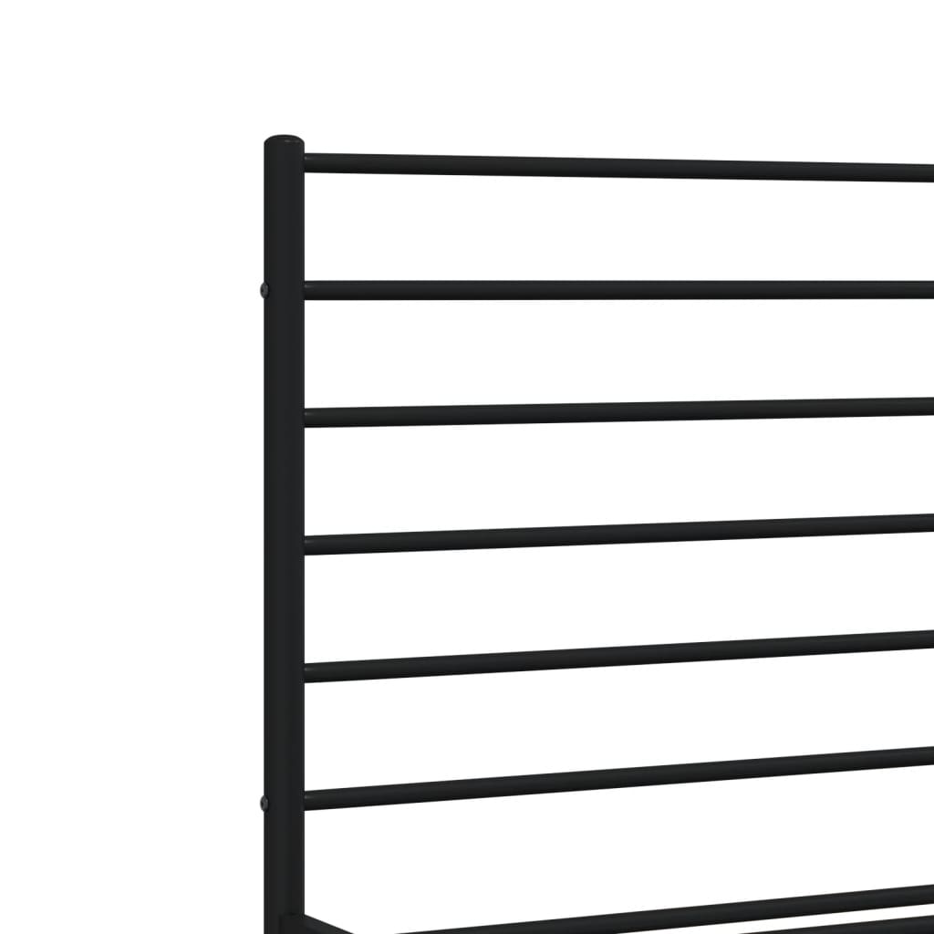 Metal Bed Frame without Mattress with Headboard Black 180x200cm