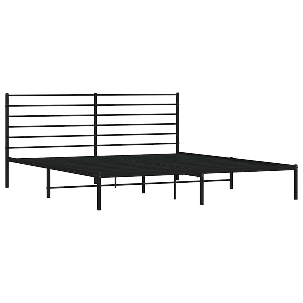 Metal Bed Frame without Mattress with Headboard Black 183x213cm