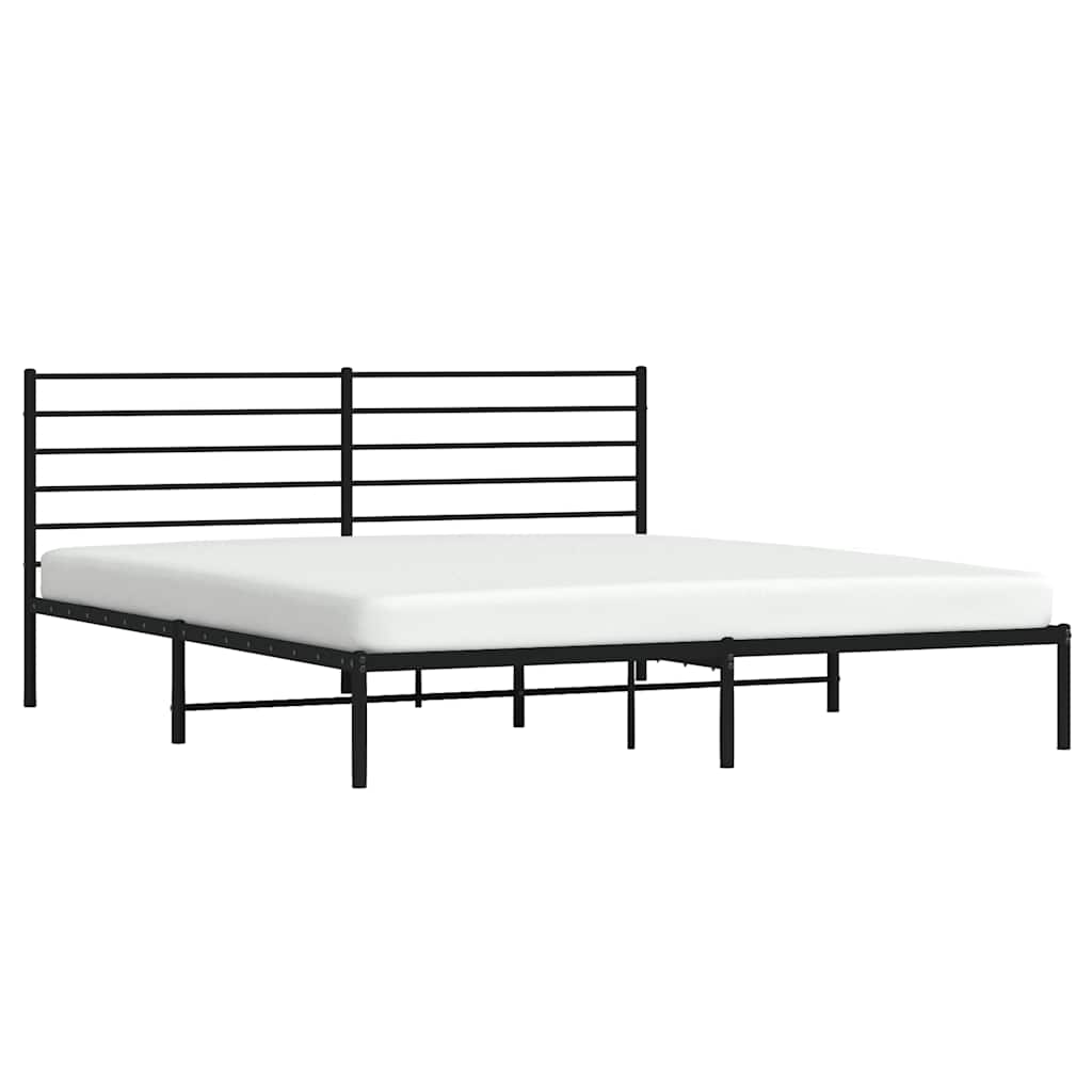 Metal Bed Frame without Mattress with Headboard Black 183x213cm