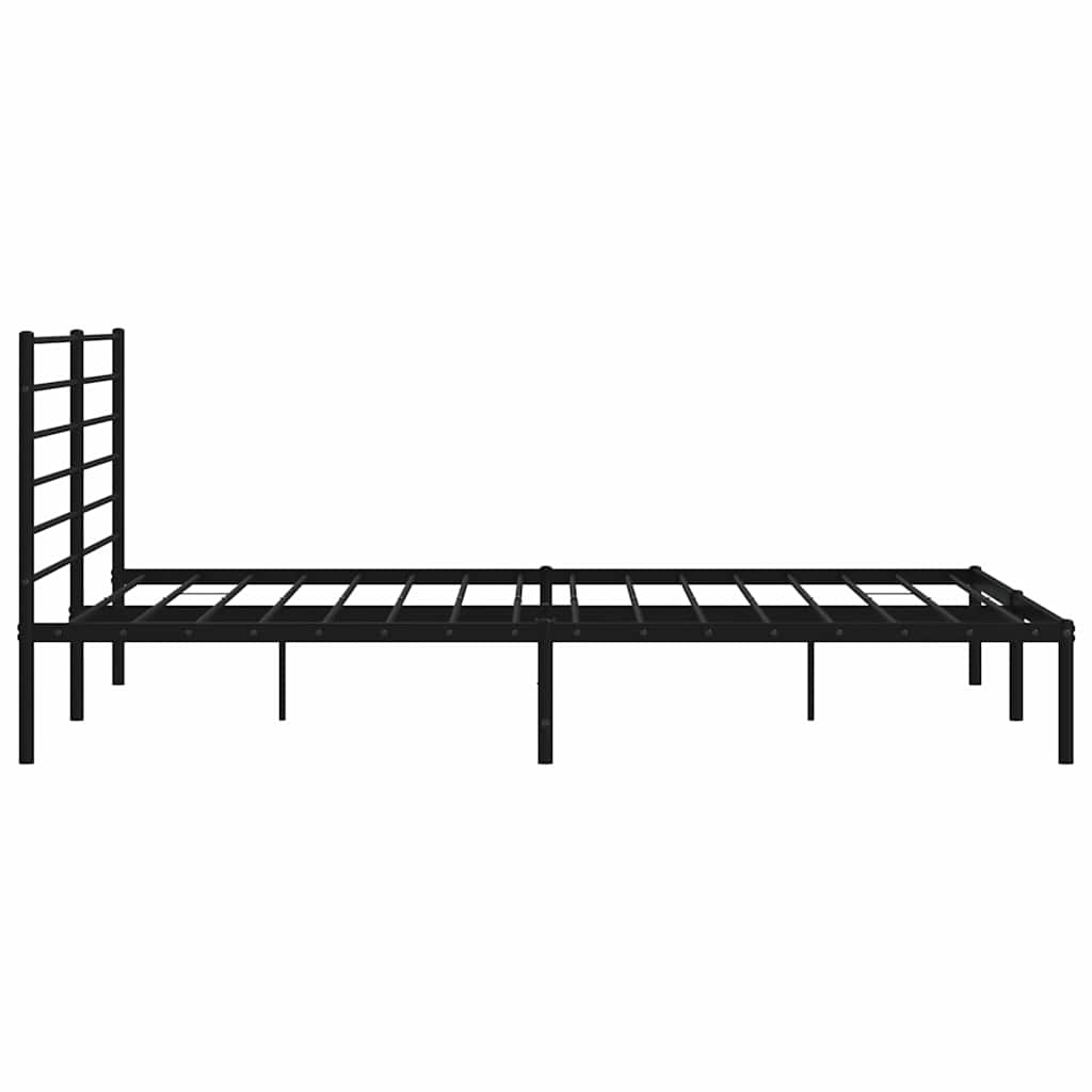 Metal Bed Frame without Mattress with Headboard Black 183x213cm