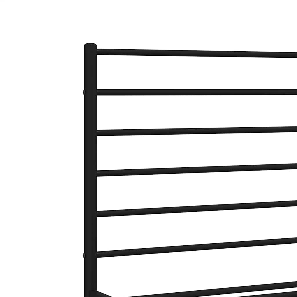 Metal Bed Frame without Mattress with Headboard Black 183x213cm