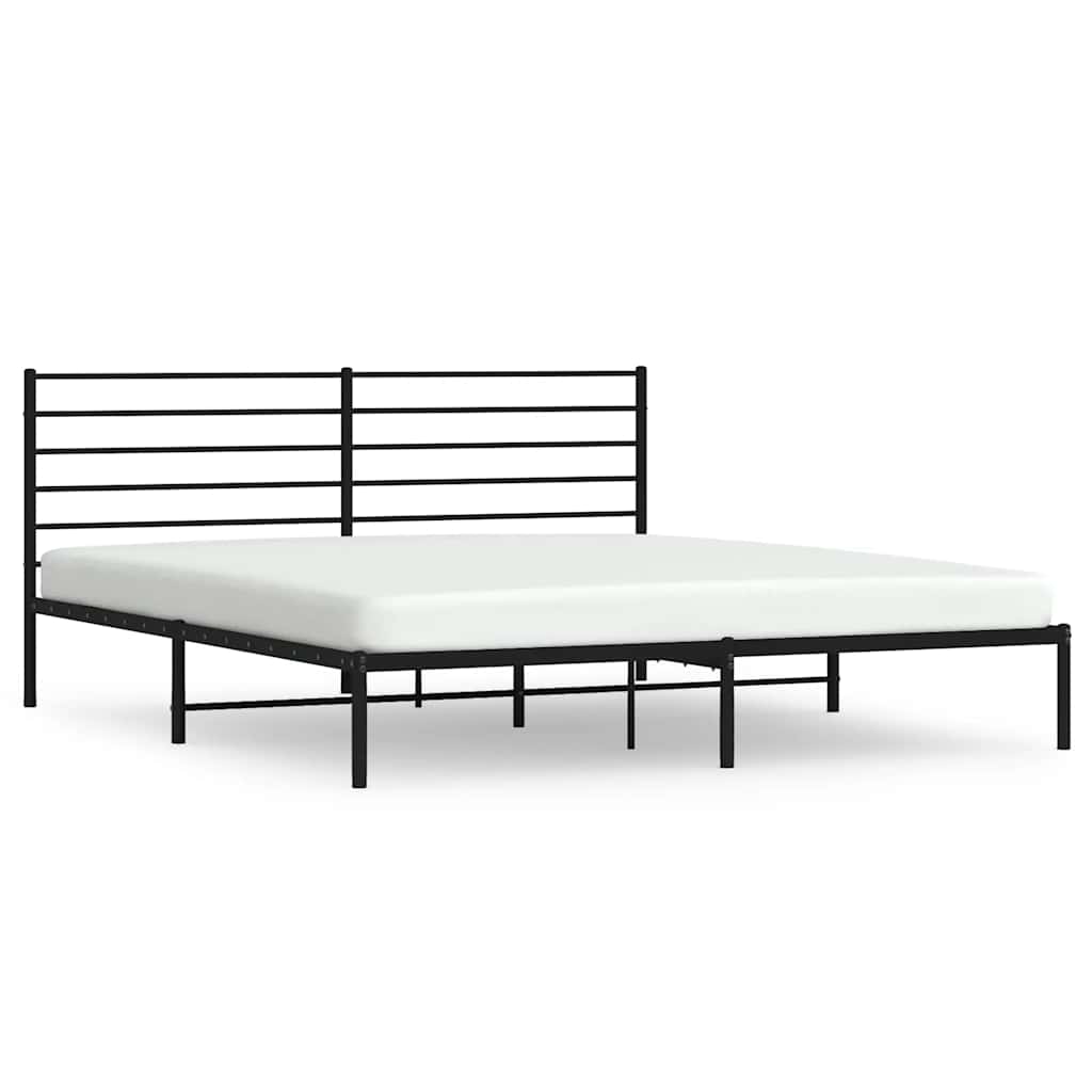 Metal Bed Frame without Mattress with Headboard Black 200x200cm