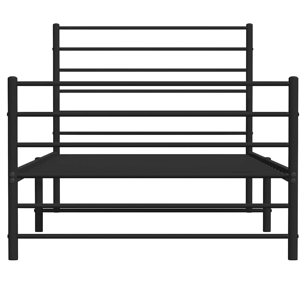 Metal Bed Frame without Mattress with Footboard Black 80x200cm