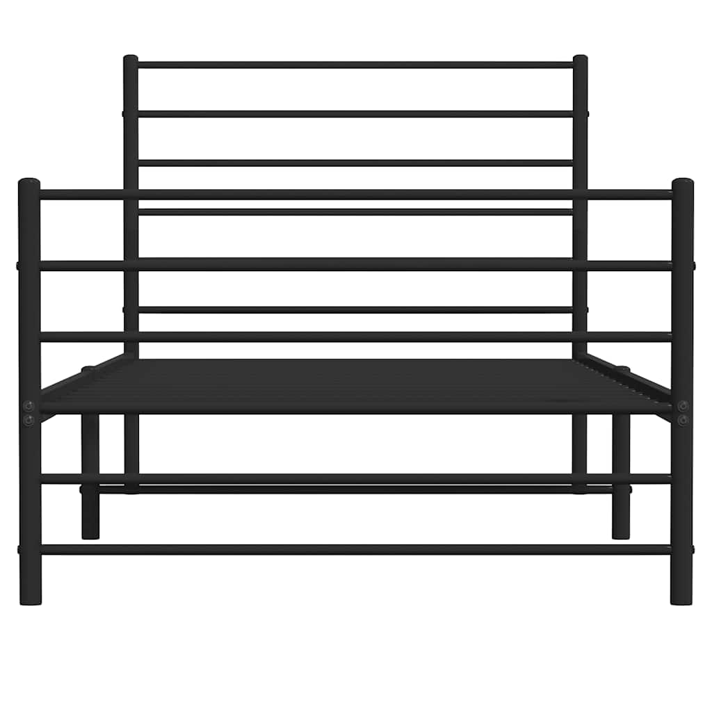 Metal Bed Frame without Mattress with Footboard Black 90x200cm