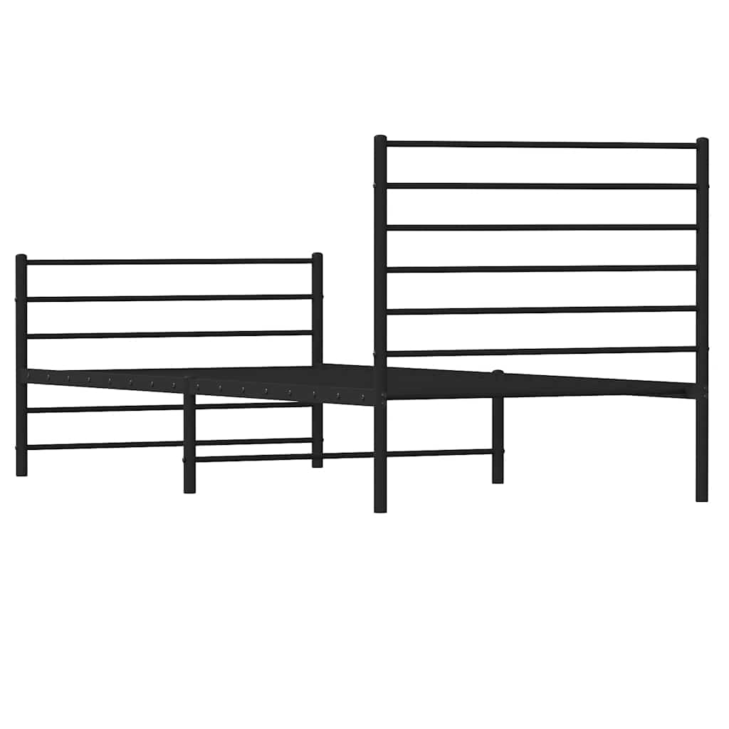 Metal Bed Frame without Mattress with Footboard Black 100x190cm