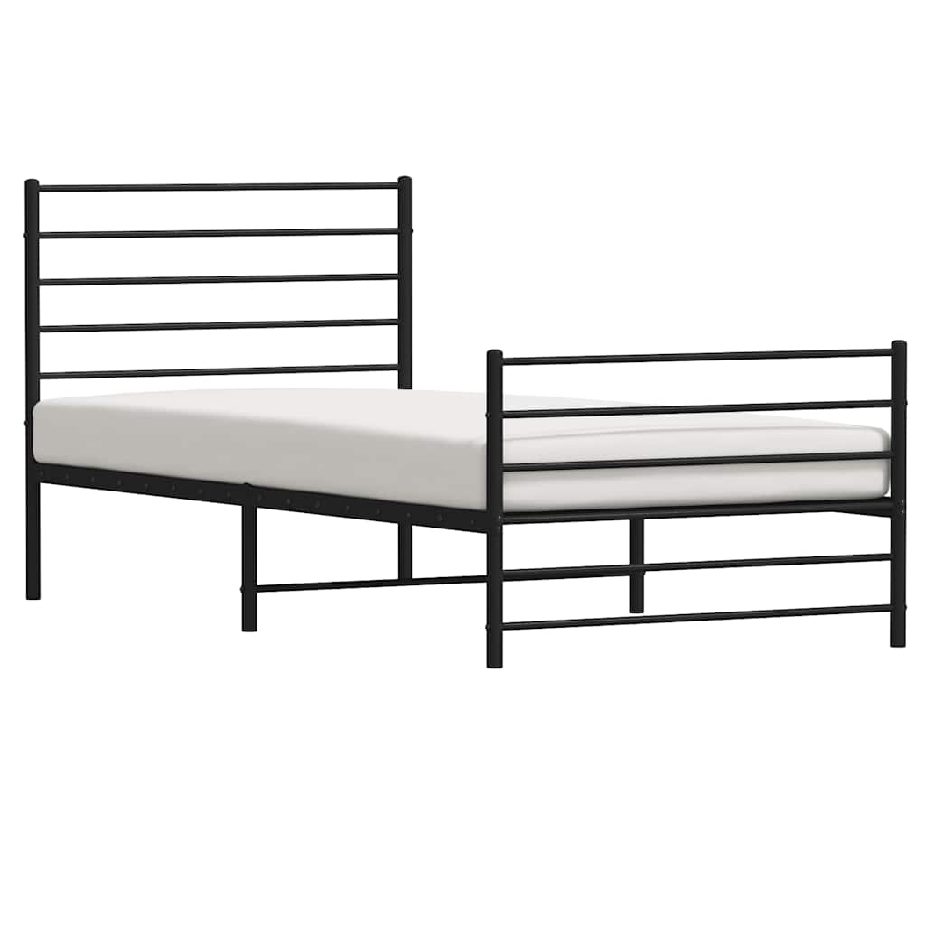 Metal Bed Frame without Mattress with Footboard Black 100x200cm