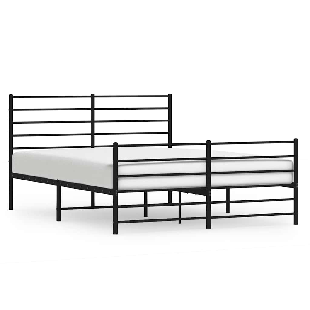 Metal Bed Frame without Mattress with Footboard Black 120x190cm