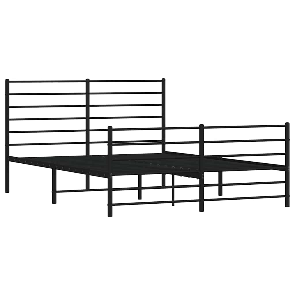 Metal Bed Frame without Mattress with Footboard Black 120x200cm