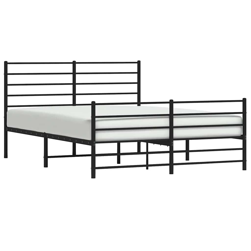 Metal Bed Frame without Mattress with Footboard Black 120x200cm
