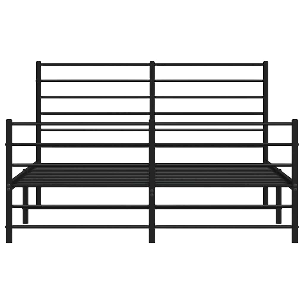 Metal Bed Frame without Mattress with Footboard Black 120x200cm
