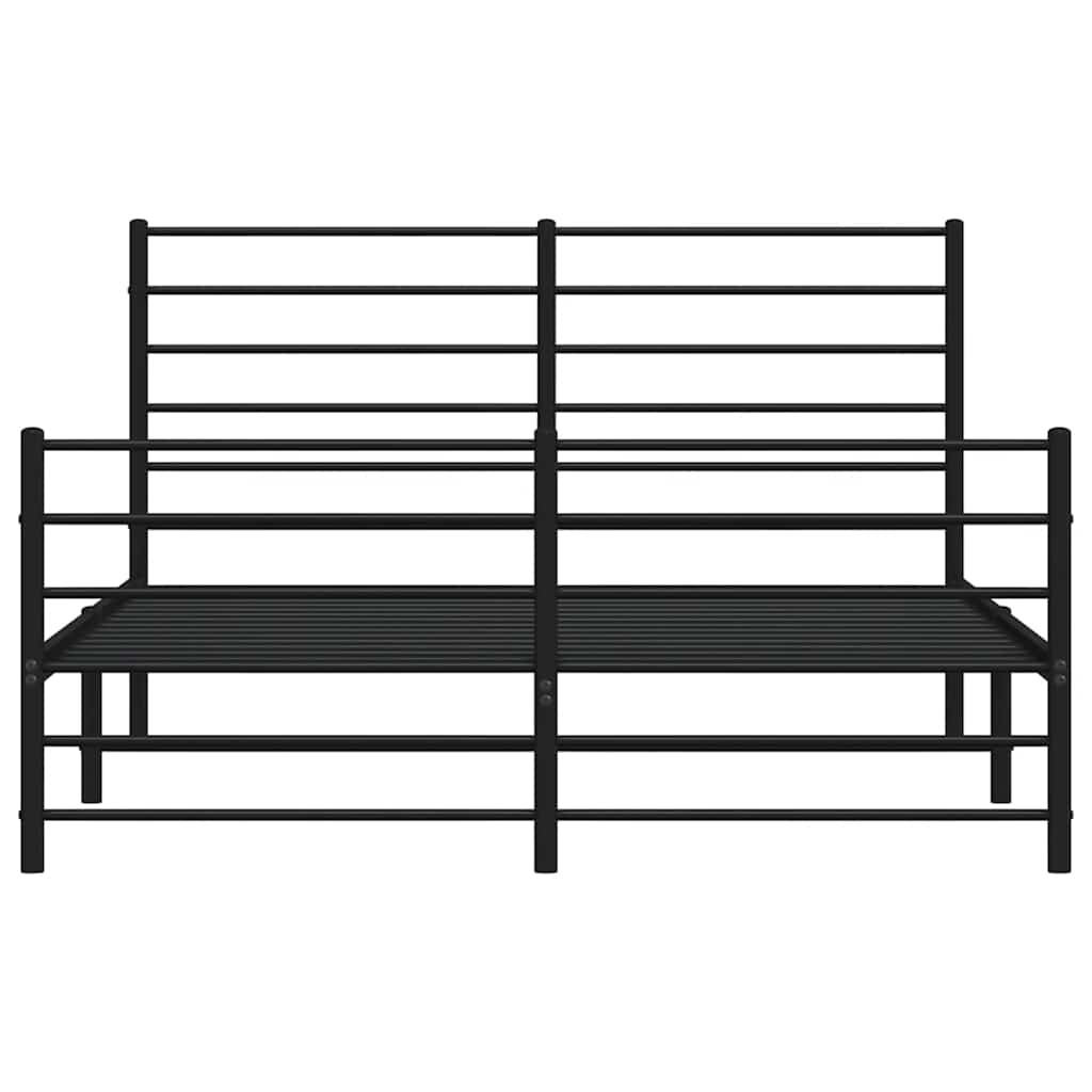 Metal Bed Frame without Mattress with Footboard Black 135x190cm