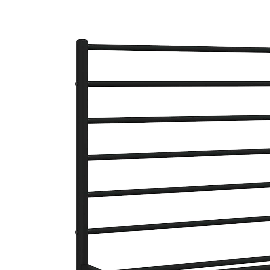 Metal Bed Frame without Mattress with Footboard Black 135x190cm