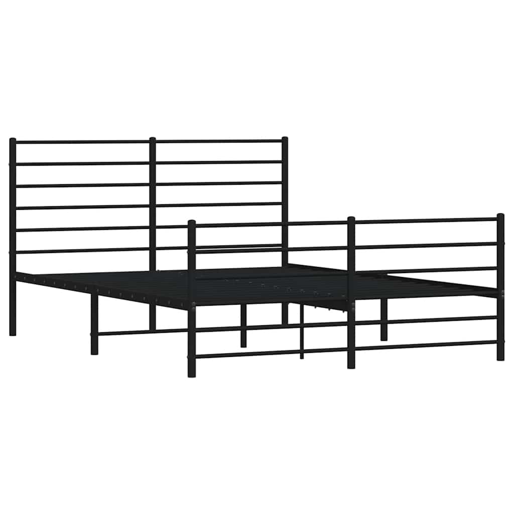 Metal Bed Frame without Mattress with Footboard Black 140x190cm