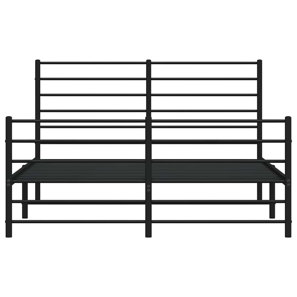 Metal Bed Frame without Mattress with Footboard Black 140x190cm