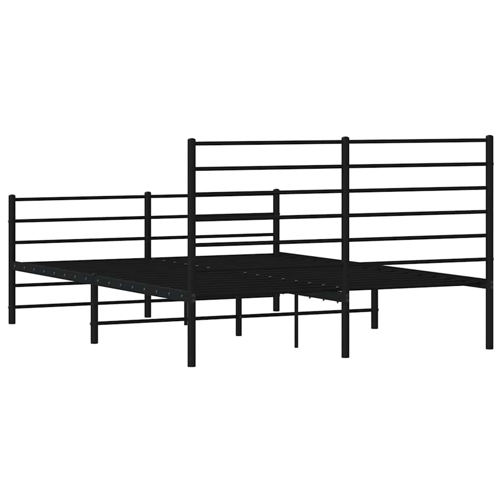 Metal Bed Frame without Mattress with Footboard Black 140x190cm