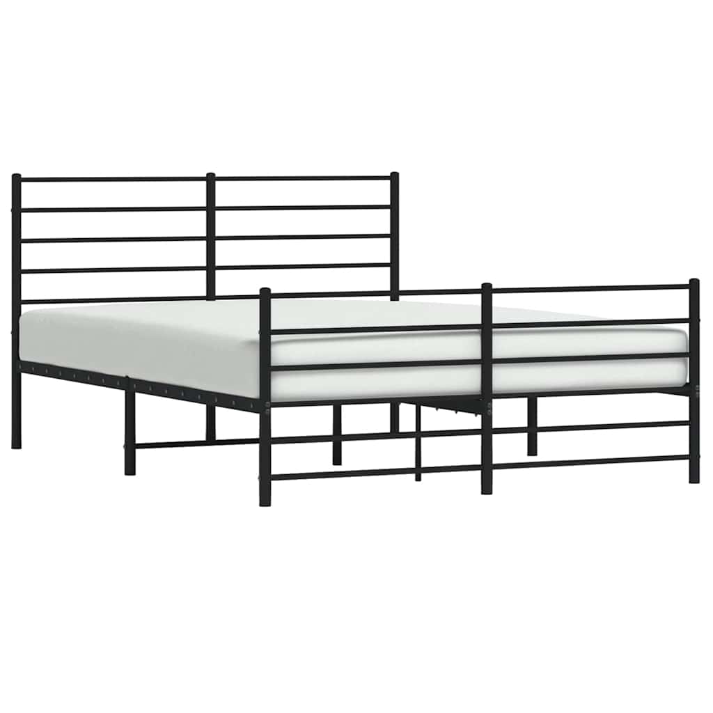 Metal Bed Frame without Mattress with Footboard Black 150x200cm