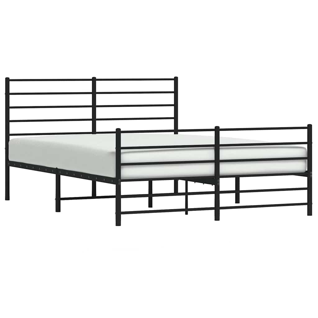 Metal Bed Frame without Mattress with Footboard Black 160x200cm