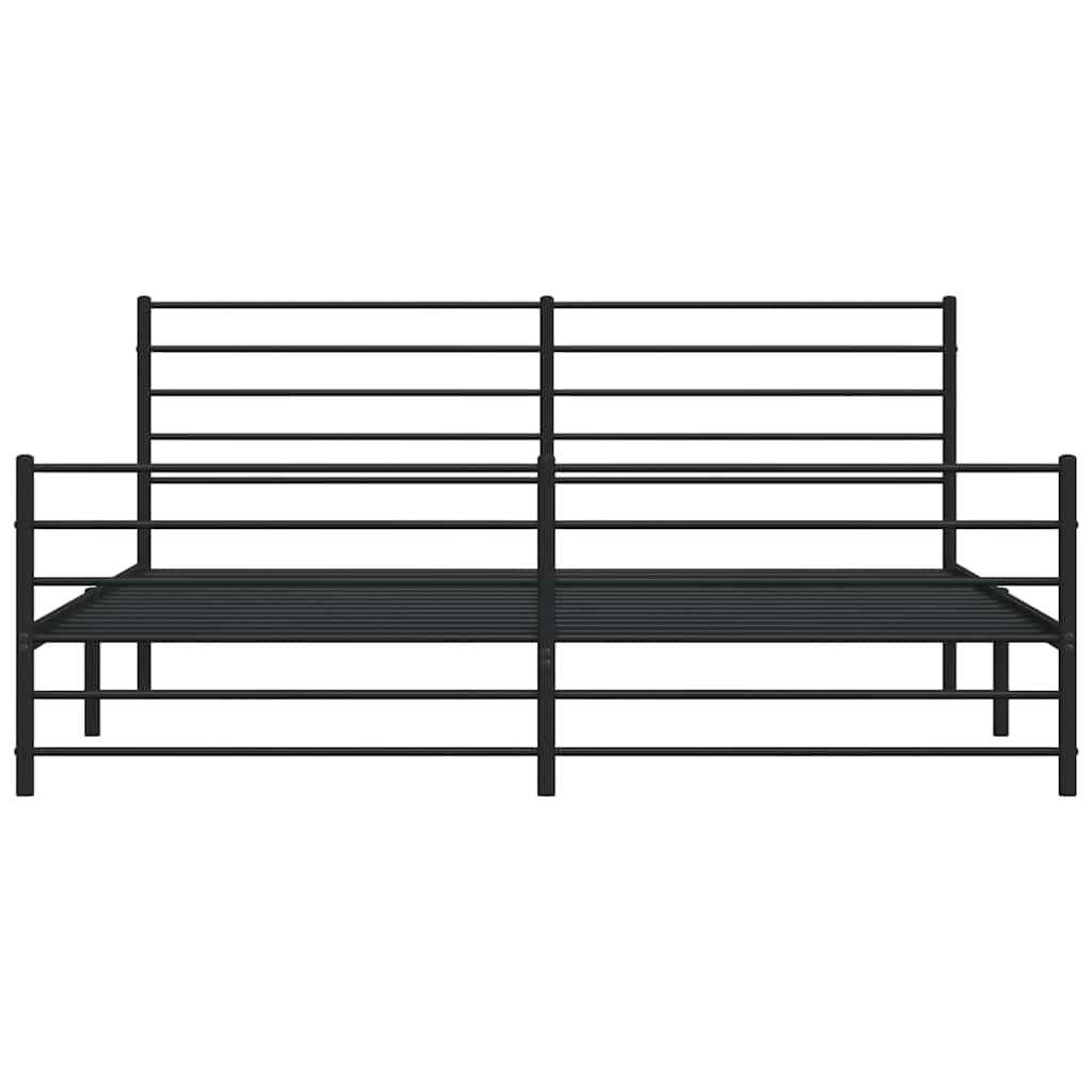 Metal Bed Frame without Mattress with Footboard Black 180x200cm